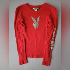 Vintage Y2K  Playboy Long Sleeve Shirt Size S/M Red